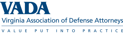 A green banner with blue letters that say " association of defense contractors "