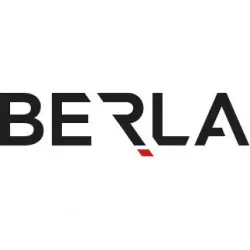 A black and white logo of berla