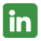 A green square with the linkedin logo in it.
