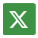 A green square with the letter x in it.